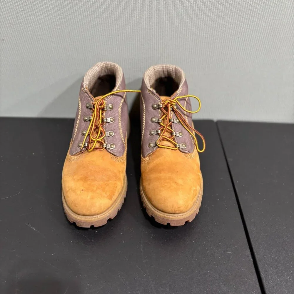 Timberland Men's 10M Brown & Tan Leather Canvas Lace-Up Ankle Hiking Boots